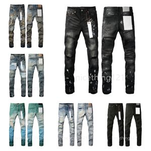 Diseñador para hombre Jeans morados para pantalones de mezclilla para hombre Calidad de gama alta Recto Retro Ripped Biker Jean Slim Fit Ropa de motocicleta
