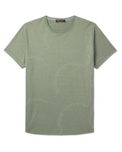 Designer Hommes T-shirt Loro Piano Hommes Vert Soie Et Coton-mélange T-shirt Manches Courtes Hauts T-shirts D'été