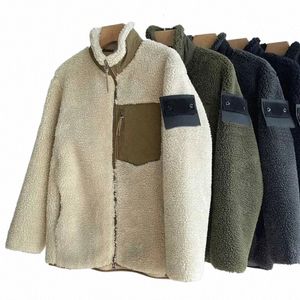 Diseñador para hombre Topstoney Stones Island Chaquetas Hombre Chaqueta Abrigos Invierno Grueso Manga larga Cremallera Sudadera con capucha Cordero Estilo Outwear con Epaulet Island Ropa F3dq #