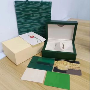 boîtes de montres pour hommes de créateurs Montre vert foncé Dhgate Box Cadeau de luxe Étui Woody pour montres Montre de yacht Livret Étiquettes de cartes et boîtes de montres suisses