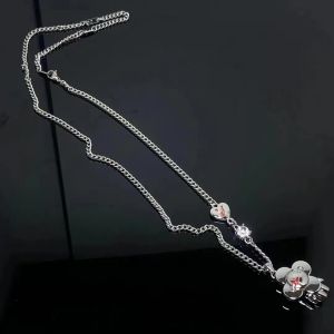 Collier de créateur Diamants Marque De Luxe Dessin Animé Poupée Pendentif Colliers Pour Femmes Hommes Mode Fleur Rouge Vintage Hip Hop Goth Chaîne Choke Bijoux Cadeaux Chaud -7