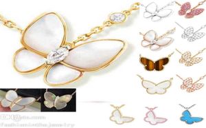 Designer Collier Bijoux Mode Big Butterfly Pendentif Femmes Diamant Blanc Rose Or Argent Rose Violet Colliers pour adolescentes 8169133