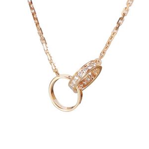 Collares de diseño Joyería de lujo para mujer colgante collar de diamantes largo plateado cadenas de oro rosa parejas regalo de Navidad círculo bonitos diseñadores de collares