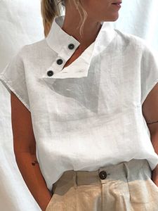 Diseñador nuevo verano algodón Lino camisa de mujer camisa blanca ligera túnica informal elegante ropa transpirable moda 2023