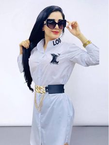 Traje de diseñador mujer Camisa con estampado de letras Vestido Mujer Moda Cuello de solapa Manga larga Mini vestidos cortos pijama envío gratis