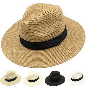 Chapeaux de godet de paille de designer Panama Casquettes de plage d'été à larges bords pour adultes Hommes Femmes Couples UA Pare-soleil Protection du cou Unisexe Design classique