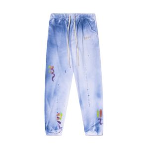 pantalones de diseñador pantalones de chándal de diseñador pantalones jogger para hombre corbata teñida graffiti impreso hip hop hombres y mujeres ocio casual pantalones rectos color azul tamaño S-XL