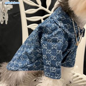 Designer Pet Blue Denim Coat LETTER Classic Fadou Teddy Bear Jacket Dog Denim Vêtements Bouton Design XS-7XL