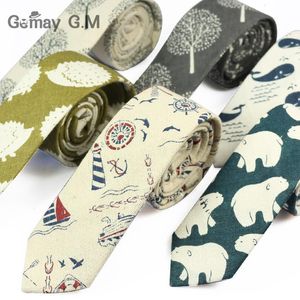 Corbatas estampadas de diseñador Corbata estrecha casual para hombres Fiesta de hip-hop Corbata flaca de algodón floral Corbata