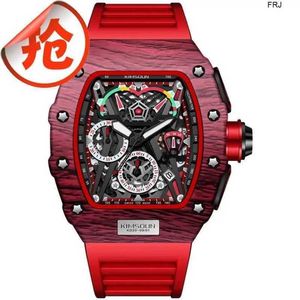 Diseñador Richads Mile relojes marca tipo de cubo especial hollow hollow impermeable fibra de carbono fibra de carbono Richads Bull Worly War II alemán FRJ