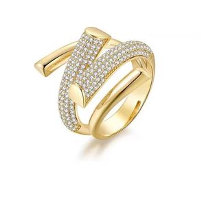 Anneaux de créateurs Micro Zircon Cross Opening Anneaux pour les femmes de doigt charmants pour fille fine CZ Gold Ring Jewelry Anel Cadeau