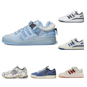 Chaussures de course de créateurs Bad Bunny x Forum Buckle 84 Low Men Femmes Benito Blue Tint Core Back White Grey Og Blue Bleu Wheat Platform Sneakers Feme Femme