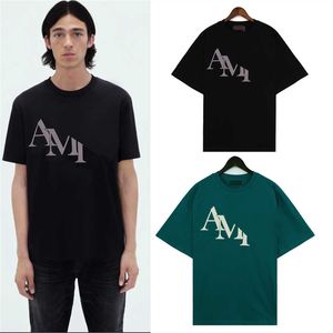 Nuevo diseñador AMI logotipo de bloque tridimensional estampado del alfabeto High street casual verano suelto camiseta de manga corta para hombres y mujeres tendenciaS-XL