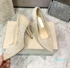 Sandalias de diseñador Zapatos de vestir Stylesheels mujer Calidad superior Dama con estilo plano 8 cm 10 cm Hilo de malla de diamante Tamaño de punto 35-40 6362