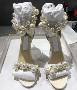 Sandales de créateurs Jimmynesss Nude Pearl embellies dames talons aiguilles sexy pour les mariées mode de mariage chaussure unique élégante pointe vintage premium