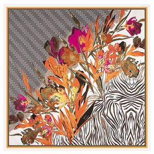 Foulards de créateurs Foulards 130 * 130cm Stripe Peinture à l'huile Fleurs Marque Foulard carré 2024 Châle Twill Soie Femmes Foulard Pour Dames Poncho