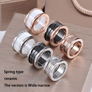 Diseñador Tornillo Anillo de amor Para hombre Para mujer Pareja Cerámica negra 1-3 vueltas Alta calidad 925s Joyería de oro de 18 quilates con tamaño de caja 5-11 Anillos de banda de lujo de plata rosa para mujer hombre