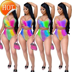 Designer Sexy Bikini sets 2024 Nouvelles survêtements de femme Fashion Fashion Ferts Vêtements d'été Sexy Sexe Set Femmes Tie Tye Tank Tank Crop-top Top BodyCon 2 Setwomens