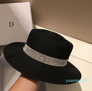 Sombrero de ala ancha de cristal brillante de diseñador para mujer, sombreros con letras exquisitas, sombreros de regalo de viaje a la moda, sombrero de playa al aire libre para primavera y verano