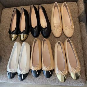 zapatos de diseñador ballet grasas beige zapato negro mujer resbate de cuero primavera en bailarina gorra de lujo dedo plana damas bailarina zapatos de vestir zapatos de ballet 34-42