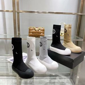 Designer Shoes Boots Brand Fashion Socks Shoess Black Round Toe Platform Casual Shoes Winter White All-match Warm Bootss With Box Size 35-40