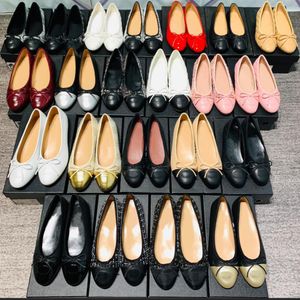 designer shoes Paris Marque Channle Designer 2C Noir Ballerines Chaussures Femmes Printemps Matelassé En Cuir Véritable Slip sur Ballerine De Luxe Bout Rond Dames Robe Chaussure