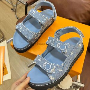 Chaussures de créateurs Paseo Confort Sandales Hommes Femmes Chaussures De Luxe En Caoutchouc Plat Mules Mocassins Presbytie Impression Pantoufles En Cuir Plate-Forme Boucle Sandale Denim 3.7 08