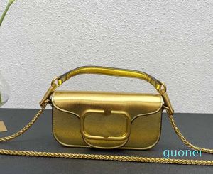 Bolsos de hombro de diseñador interruptores para glocks con cadena Mujer Loco Bag Bolsos cruzados de piel de vaca Logotipo de metal Hebilla magnética Interruptor Bolso de embrague Mini dorado