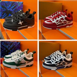 Designer Skate Sneaker Chaussures Hommes Luxe Sneaker Entraîneur Virgil Calfskin Haute Qualité Lettre Superpositions Plate-forme En Cuir Low Sports Sneaker Chaussures Casual