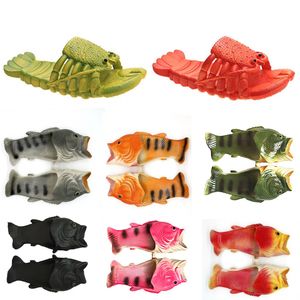 Designer glissa les pantoufles drôles chaussures pour femmes familiales chaussures résidentielles hommes blus bus plage slipper garçons unisex news poissons homards pantoufles taille 24-47