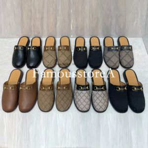 Designer Slipper Hommes Pantoufles Mule Toile Cuir De Veau Sadnal Sandales En Cuir De Veau Fermé Toe Slipper Beige Ébène Slide Luxe Mocassins Pantoufles