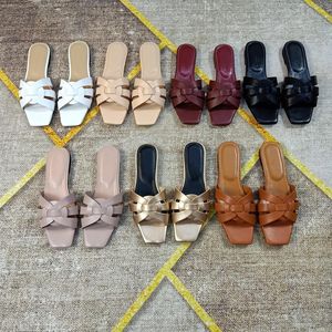 Zapatillas de diseñador Moda Primavera y verano Zapatillas de mujer Correa cruzada Zapatos planos casuales de playa Sandalias de casa para soporte