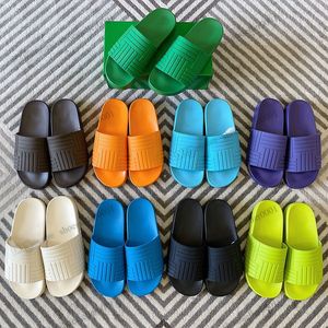 Zapatillas de diseñador para hombres, mujeres, en relieve, francés, intrecciato, toboganes de goma, sandalias, chanclas de goma, zapatillas de verano, zapatos Dearfoam Flat Belly Parakeet S1gC #