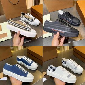 Designer Sneaker Hommes Imprimer Check Coton Baskets Femmes Casual Chaussures Vintage Lace Up Classique Treillis Noir Blanc Chaussures De Plein Air Top Qualité Avec Boîte NO288