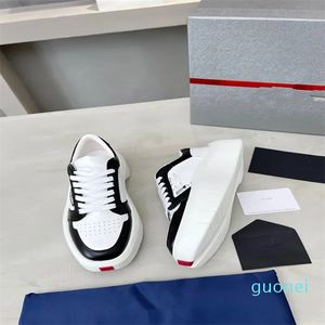 Diseñador -zapatilla de deporte entrenador zapatos casuales carta de cuero superposiciones plataforma de moda para mujer para hombre