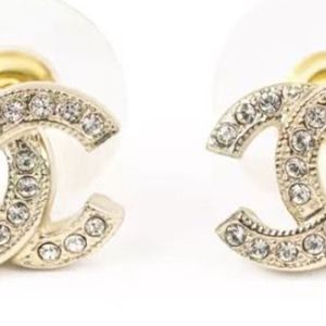 Designer Stud Earrings Channel Diamond Woman mini Gold Plated Double Letter C Crystal Rhinestone Pearl Earring Jewelry Wholesale