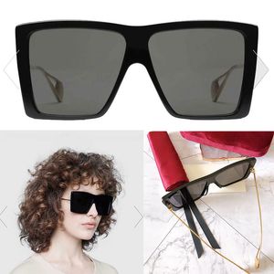 Gafas de sol de diseñador para hombres pintura retro templos de metal doble G logotipo grande gafas cuadradas 0434S marco completo moda Mujer gafas de sol caja aleatoria