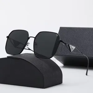 Gafas de sol de diseñador para hombres, mujeres, moda, logotipo de triángulo, lujo, marco completo, sombrilla, espejo polarizado, protección UV400, gafas con caja