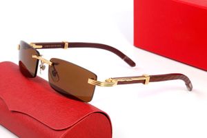 Gafas de sol de diseñador para mujer Hombre Verano Estilo Carti Lente degradada Protección UV 400 Vintage madera cuadrada Textura Marcos de espejo Desig único