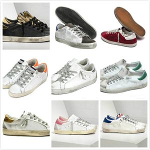 Sneakers de créateurs Superstar Doold Dirty Sports Chaussures Golden Fashion Men de mode Femmes Chaussures décontractées en cuir blanc Sneak Flat Pink Lace Replique Chaussures Big Taille 35 ~ 46