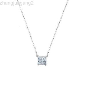 Designer swarovskis bijoux shi jia 1 1 modèle d'origine carré argent simple collier diamant élément feme