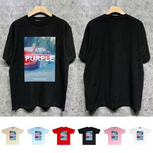 Camiseta de diseñador para mujeres y hombres, camiseta morada, camiseta de anime PUR066, camiseta de manga corta con estampado de coche antiniebla, talla de seis colores S-XXL