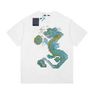 T-shirts de créateurs pour hommes et femmes, col rond, manches courtes, pur coton, motif petit dragon bleu, tendance et décontracté