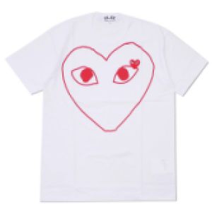 Designer TEE Com Des Garcons PLAY Blanc Ligne Rouge T-shirt Grand Coeur Unisexe Japon Meilleure Qualité Taille EURO