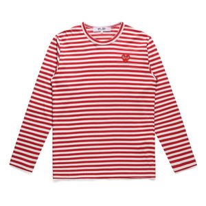 Camiseta de diseñador Camisetas para hombre CDG Com Des Garcons PLAY Camiseta con corazón rojo Camiseta a rayas roja / blanca de manga larga XL para mujer