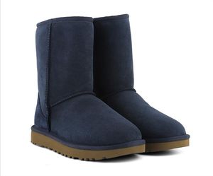 Botas de nieve de gamuza cortas de piel de vaca para hombre y mujer de diseñador clásico, botas de color negro, marrón, gris y beige para hombre y mujer