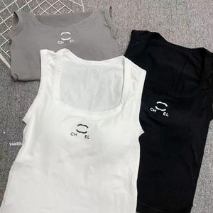 Tops de diseñador Mujeres Tank Chalecos sin mangas C Impresión de letras Algodón puro Acolchado Diseño de pecho Moda Deportes