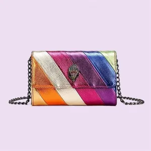 Sac de corps croisé designer Kurt Geiger Eagle Heart Rainbow Luxury Luxury Cuir Sacs Sacs Femme Shopper Tote Tote Pink Travel Silver Chain Hands Sacs Trendy XB155 C4