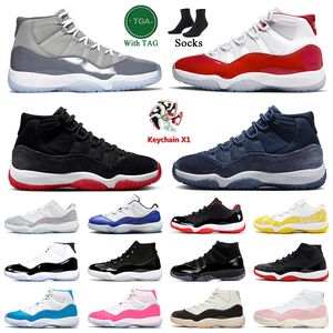 Nike Air Jordan 11 Retro Jorden11s Chaussures de basket-ball Femmes Hommes Baskets Jumpman Low 72-10 Pure Violet Cherry Cool Grey Bred Concord Gamma Blue Space Jam Sneakers