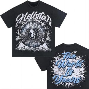 Camiseta de diseñador Hellstar Camiseta de algodón Moda Negro Hombres Mujeres Ropa de diseñador Gráfico de dibujos animados Punk Rock Tops Verano High Street Streetwear